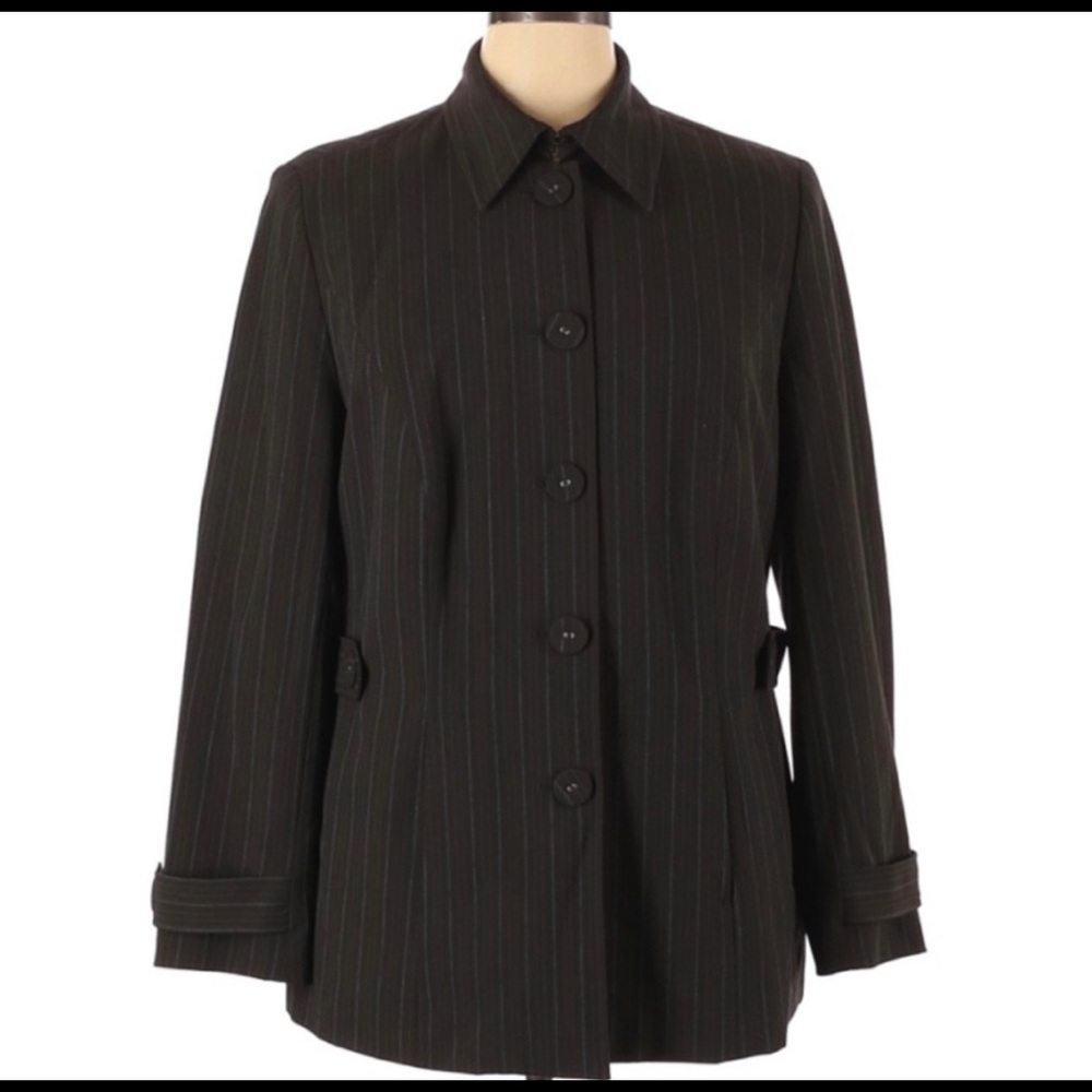 Lane Bryant Women Jacket Size 16 Black Blue Stripe